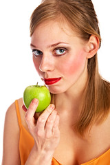 woman with apple