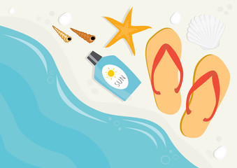 Summer vacation beach with flip flops