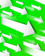 abstract white arrows - green background