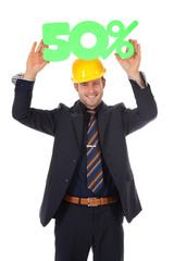 Businessman with helmet, discount