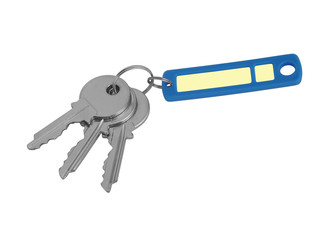 Three keys with a blue trinket