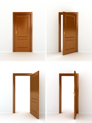 wooden door over white background