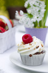 Cupcake mit Himbeeren