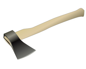 Axe with wooden handle