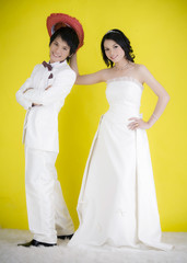 Studio shot of wedding couple