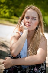 Naklejka premium Teen person in depression outdoors
