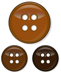 set of glossy brown buttons isolated on white background