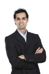 uomo d'affari su fondo bianco