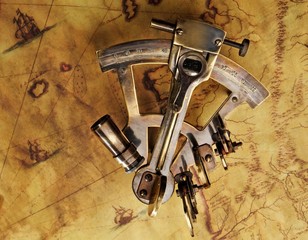 Sextant on the old map