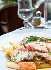 pasta and smoked salmon