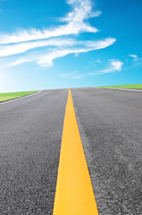 the road and blue sky