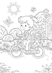La fille fait du vélo