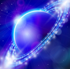 Blue planet & stars in the depths of space