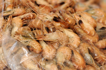 Krabben im Plastikbeutel
