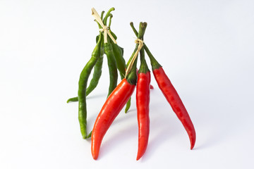 Bunch red and green hot chilli peper