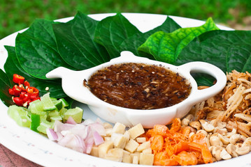 A delicious food in Thailand called  Miang kham