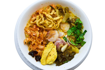 Traditional egg noodle with chicken curry