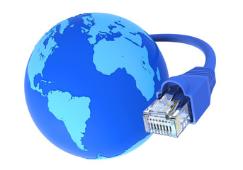 Blue network cable - connected world