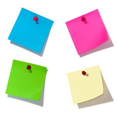 colorful note papers over white background