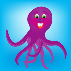 Illustration of the merry fairy-tale octopus