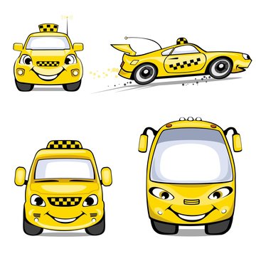 Yellow cars of a taxi