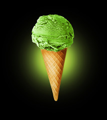 Ice Cream cone over black