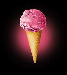 Ice Cream cone over black