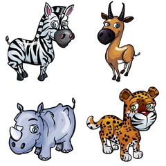 Set of cartoon wild animals