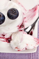 ice cream with blueberries