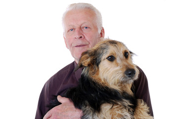 Senior mit Hund