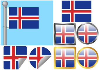 Flag Set Iceland