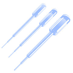 Medical pipettes on white background