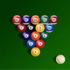 glossy set of pool balls. Vector illustration