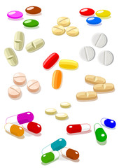 Vector pills on white background