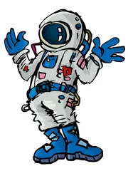 Papier Peint photo autocollant Cosmos Astronaout de dessin animé dans une combinaison spatiale