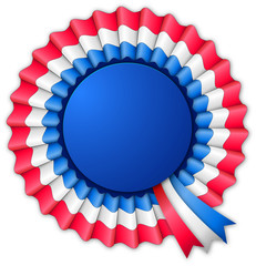 Blue red and white blank rosette