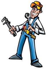 Cartoon mechanic with tools