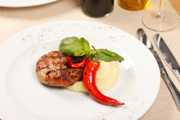 beef steak with potatoes