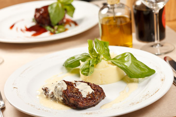 beef steak with potatoes