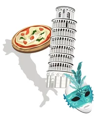 Crédence de cuisine en verre imprimé Doodle Symboles de l& 39 Italie
