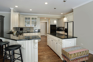 Kitchen with granite island