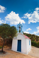 Interior of minimalistic chapel on a roadside in Greece