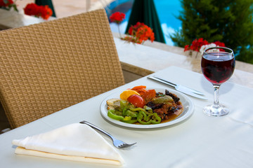 Dining by the pool