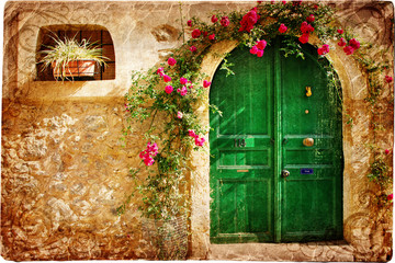 old Greek doors - retro styled picture