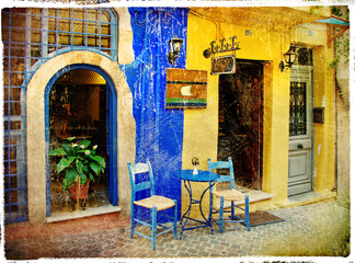 Panele Szklane  obrazowe stare uliczki Grecji - Chania, Kreta