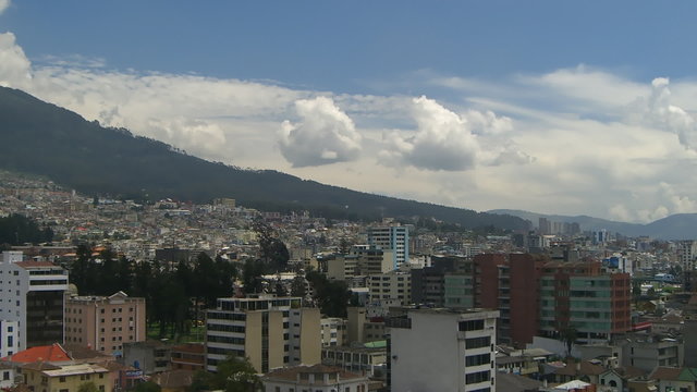 Time lapse clouds over Quito, Capital of Ecuador (pan)