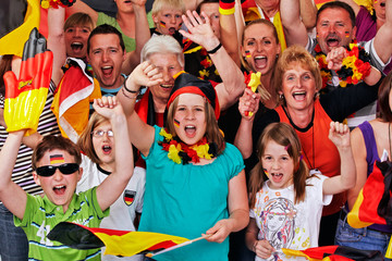 Fototapeta premium young and aged german soccer fans