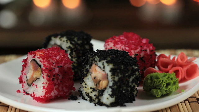 close-up of delicious suchi, 2 variants.
