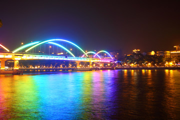 Fototapeta na wymiar Bridge at night in Guangzhou, China