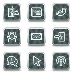 Internet web icons set 2, grey square buttons
